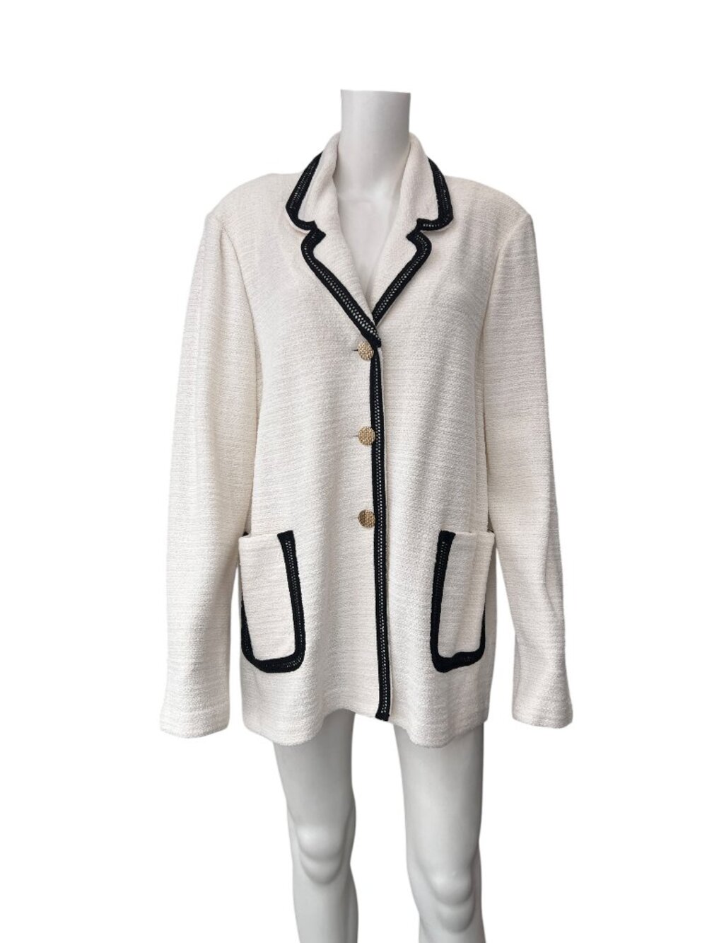 $1795 NWD St. John White Black Tweed Jacket Blazer size 18